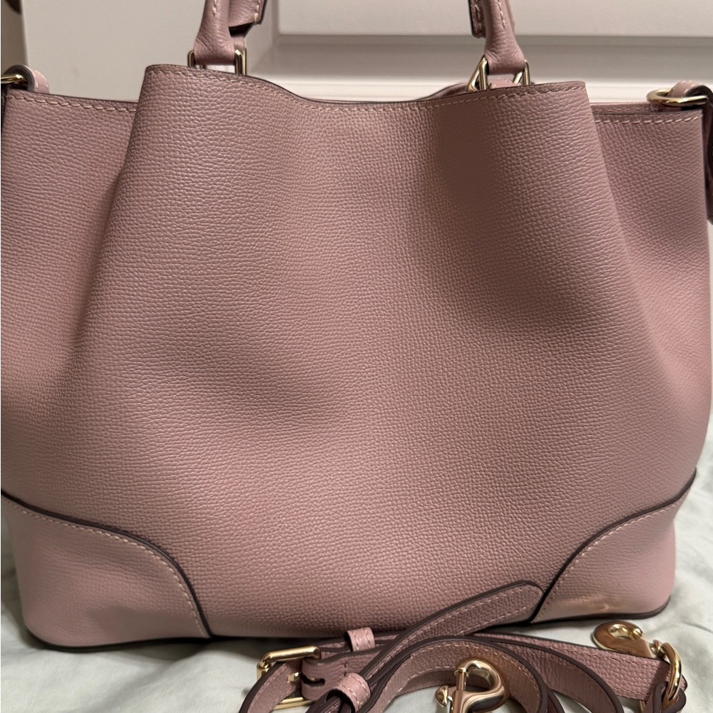 Dooney & Bourke Sorrento Barlow Pebbled Leather Satchel Mushroom - Picture 4 of 10